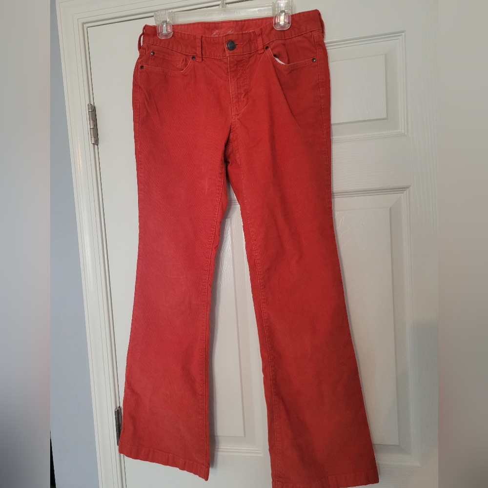 Eddie Bauer Womens Burnt Orange Corduroy Slightly Curvy Slightly Flare Pants